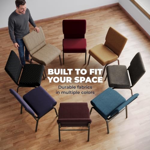 Flash Furniture 4 Pack HERCULES Series 21''W Church Chair in Dark Gray Fabric - Silver Vein Frame - color: Dark Gray Fabric/Silver Vein Frame, size: Set of 4