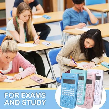 16 Pcs Scientific Calculators 2 Line Engineering Scientific Calculator Bulk Function Math Large Display Multi-Function Ideal for College Office Business Finance, Pink, Blue, Green, White