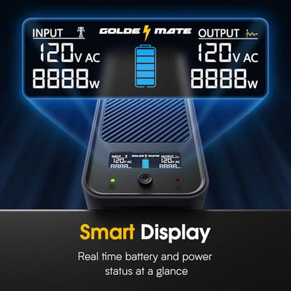 GOLDENMATE 1000VA/600W Lithium UPS Battery Backup & Surge Protector, Gray - color: Gray