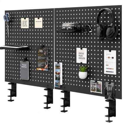 VIVO Black Clamp-on 60 x 24 inch Desk Pegboard, PP-DK30B-2 - color: Black, size: 60"
