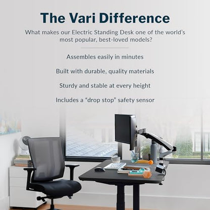 Vari Classic Electric Standing Desk – 60x30 – Black/Black - color: Black Top / Black Legs, size: 60 in x 30 in