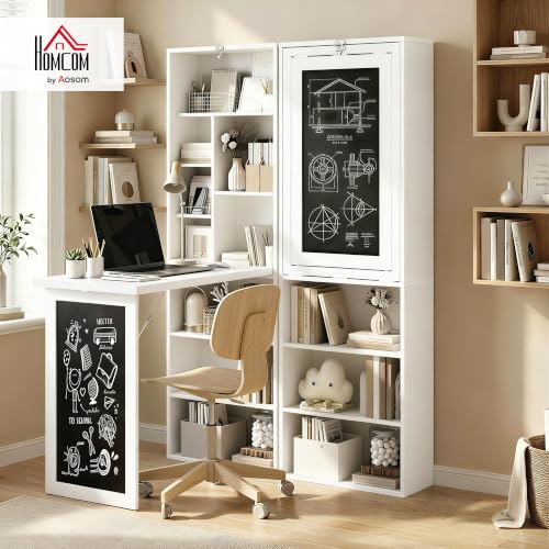 HOMCOM Foldable Desk Wall Mounted Convertible Table for Small Spaces, White - color: White