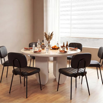 OLIXIS Dining Chairs Set of 6, Upholstered Kitchen Chairs, Black | Faux Leather Comfortable Cushion Seat, Metal Legs with Backrest, Mid-Century Modern, Easy Assembly, Dining Room Home - color: Black, size: 6 PCS