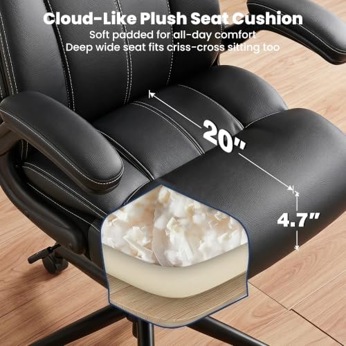 Ergonomic High Back Office Chair with Inflatable Lumbar Support - color: Black