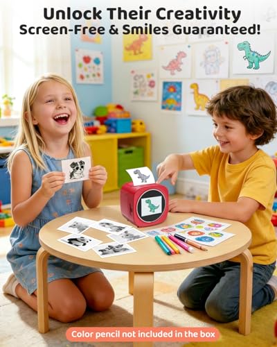 Usteetic Sticker Printer AI Voice-Powered Sticker Maker for Kids – Portable Thermal Inkless Sticker Maker Machine with 3 Paper Rolls–DIY Crafts, Creative Toy Gift for Boys Girls Ages 3+