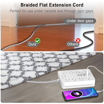 Surge Protector Power Strip 10 Ft, USB C Power Strip (PD 30W)