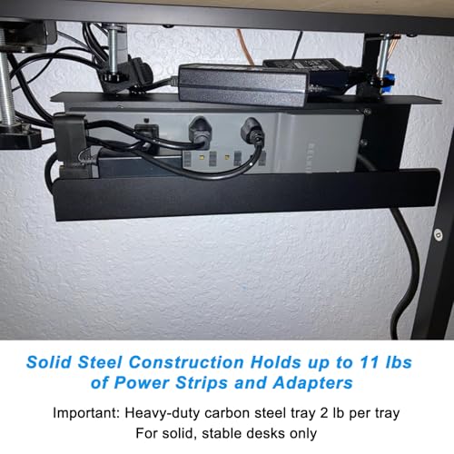 ZhiYo 17in Cable Management Under Desk Tray, 3in W x 4.7in H, Black - size: 3in W x 4.7in H x 17in L
