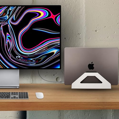 Vertical Laptop Stand, Space Saving Holder for MacBook with Tool-Free Width Adjustment, Pretty Anodized Aluminum for Desk, Universal Fit for 10-17" Laptop - color: Space Gray