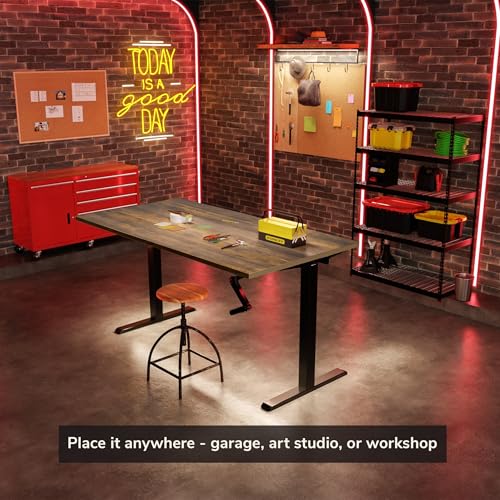 Mount-It! Hand Crank Standing Desk, 55" One-Piece Oak Top, 132 lbs - color: Oak