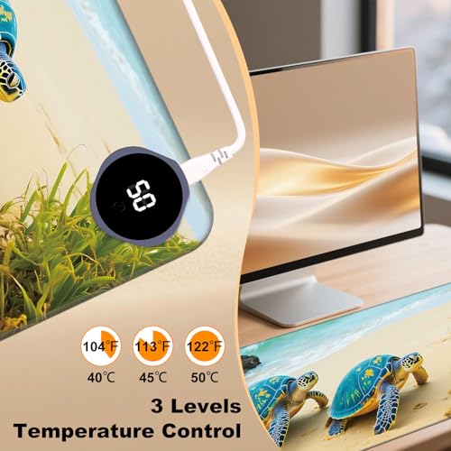 Heated Desk Pad 23.6" x 14.2" 3 Large Heated Mouse Pad with Heat Levels (40°C/45°C/50°C) & 3H Auto Shut-Off Desk Mat Fast Heating PU Leather Warmer Mousepad for Home Office - Cute Turtle - color: Cute Turtle, size: 23.6 x 14.2 inch