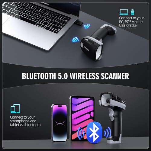 TEEMI 2D Bluetooth Barcode Scanner, Industrial Rugged Handheld Reader, High-Resolution Megapixel Sensor, Easy Battery Swap, Advanced Data Parsing, Wireless QR Code Scanner (Scanner Only) - size: Scanner Only