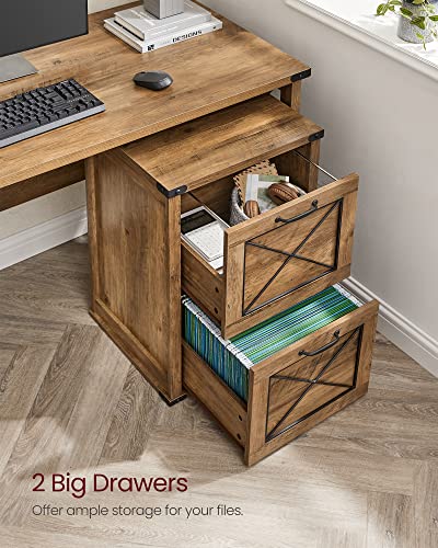 VASAGLE File Cabinet, Filing Cabinet with 2 File Drawers, Printer Stand, Fit A4, Letter Size, Hanging File Folders, Modern Farmhouse Style, for Home Office, Honey Brown UOFC048T41 - color: Honey Brown, style: 2 Drawers