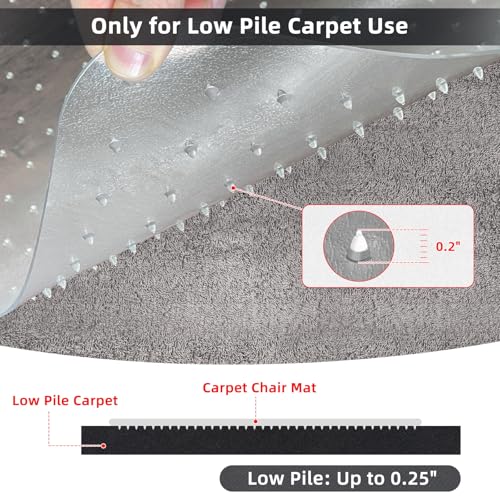 Office Chair Mat for Carpet Floor, Heavy Duty Desk Chair Mat for Low/No Pile Carpeted Floors, Anti Slip Carpets Protector for Home Office (48" x 36") - size: 48" x 36"