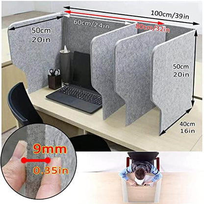 Desk Privacy Panel, Freestanding Office with 4 Brackets, Dividers Reduces, Desktop Ideal - size: 100cm/39in