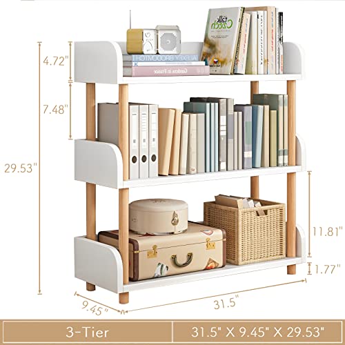 OSCHF 3-Tier Wooden Open Bookcase, Warm White - color: Warm White, size: 3-tier