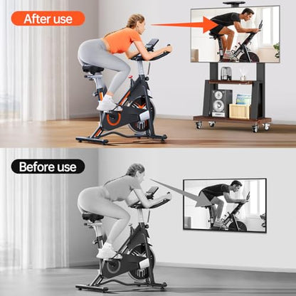 Mobile TV Stand on Wheels for 32-75 Inch TVs | With Top Projector tray& 2-Tier Storage Height Adjustable Heavy-Duty Holds up to 180lbs,Max VESA 600 * 400mm - color: Black