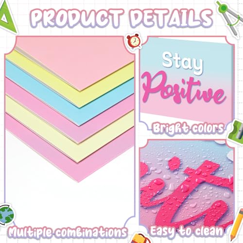 Honoson 24 Pcs Inspirational Privacy Folders for Students | Cardboard Desk Shields with Motivational Words, 6 Designs for Classroom Study, Tri-fold Exam Dividers, Bulk Test Boards - style: Macaron