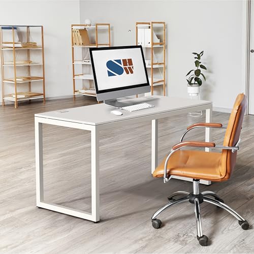 SHW 55-Inch Commercial-Grade Office Computer Desk, White - color: White, size: 55-Inch