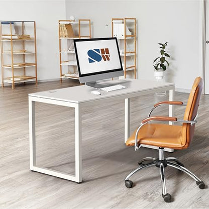 SHW 55-Inch Commercial-Grade Office Computer Desk, White - color: White, size: 55-Inch