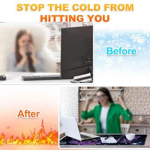 Heated Desk Pad 31.5" x 13" 3 Large Heated Mouse Pad with Heat Levels (40°C/45°C/50°C) & 3H Auto Shut-Off Desk Mat Fast Heating PU Leather Warmer Mousepad for Home Office - Purple Rose Flowers - color: Purple Rose Flowers, size: 31.5 x 13 inch