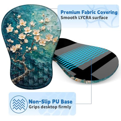 YIWEI Ergonomic Mouse Pad with Wrist Rest for Carpal Tunnel Pain Relief - color: Plum Plossom