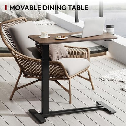 SANODESK 32'' Mobile Standing Desk with Hidden Wheels,Pneumatic Laptop Desk | Computer Cart Movable Height Adjustable Table Small Sit Stand Desk for Home Office Hospital Use,31.5"W x 17.7"D,Black Walnut - color: Black Walnut, size: 32x18