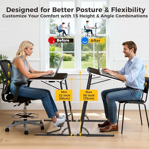 FoldWise Upgraded Folding TV Tray Table, Sturdy Couch & Dinner Laptop Table - color: (Black) - Dark Wood Mahogany