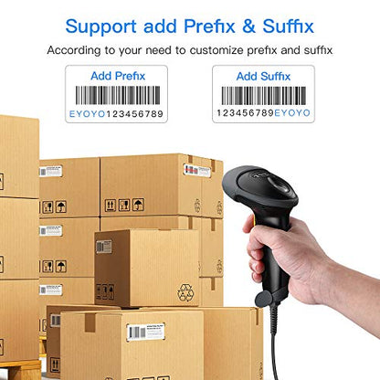 Eyoyo EYH2 Handheld USB Wired 2D 1D Barcode Scanner for POS Mobile Payment - color: Black