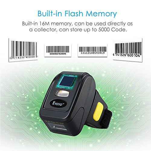 Eyoyo Portable Mini 1D UPC Wireless Wearable Ring Finger Barcode Scanner