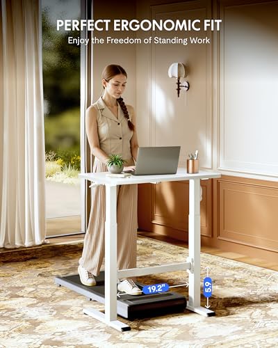 FLEXISPOT H7 Plus Mobile Standing Desk, Pneumatic Adjustable,One-Piece 32" - color: White, size: 32"