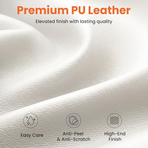 NEO CHAIR Big & Tall Leather Office Chair, High Back, Lumbar Support, White | Gaming Chair for Adults and Computer Use, Reclining Office Chair with Foot Rest, Massage, Comfy Design and Heavy Duty Support - color: White