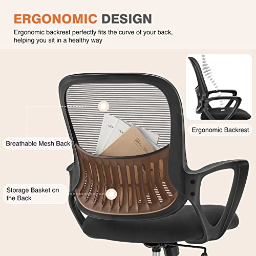 Sweetcrispy Home Office Managerial Executive Chair with Ergonomic Design - color: Black, size: 18.5"D