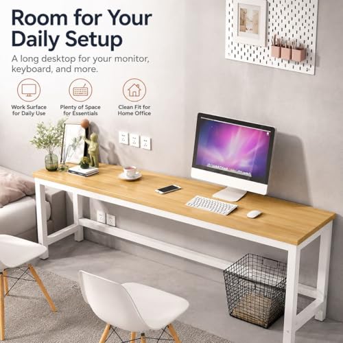LAKIQ Rectangular Home Office Computer Desk, Manufactured Wood Top Narrow Writing Desk, Small Narrow Computer Table Workstation with Crossbeam, Without Chairs (White-Gray, 39.4" L x 11.8" W x 29" H) - color: White-gray, size: 39.4"L x 11.8"W x 29"H