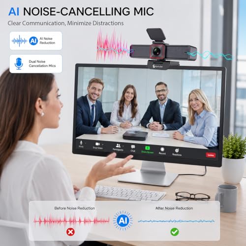 Angetube 4K AI Webcam for PC, 100°Wide Angle & Remote Control 4K Web Camera
