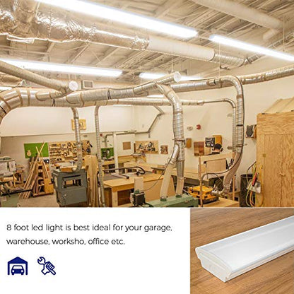 8FT LED Shop Lights 110W LED Garage Light, 5000K, 12000lm, 8 Foot Linear Strip Fixture, Surface and Suspend Mounting, for Warehouse, Workshop, Replace for Fluorescent Tube 2 Pack - size: 8FT
