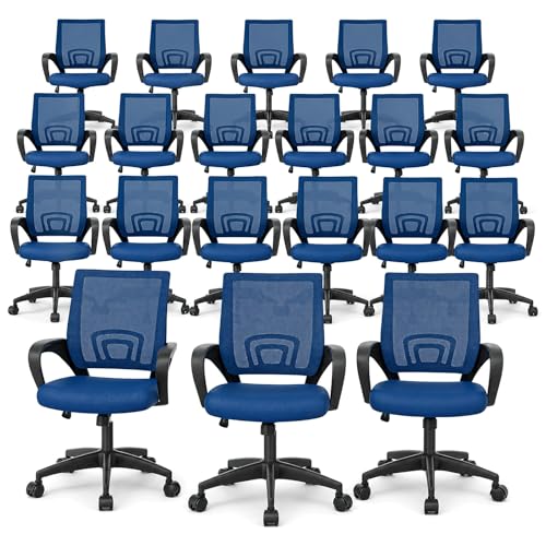 Magshion Ergonomic Office Chairs 20 Pack, Mid-Back Mesh Desk Chair, Navy | Adjustable Swivel Computer Chair, Lumbar Support & Breathable Backrest, For Gaming, Work, Study, 300 LBS Capacity - color: Navy Blue, size: 20 Pack