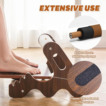 Spacocld Foot Rest for Under Desk at Work- Adjustable Rocking Foot Stool with 3 Height Positions and Soft Crossbar, Ergonomic Wooden Footrest with Anti-Slip Surface for Home, Office - color: Walnut