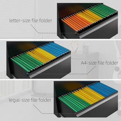 Approgreent Lateral 3 Drawer File Cabient with Lock, Metal Filing Cabinets for Home Office, Heavty Duty Office Storage Cabinet for A4/Letter/Legal (Matte Black) - color: 17-k Black