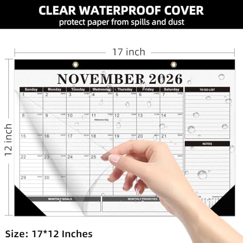 Tcamp Desk Calendar 2026-2027, Large Desktop Calendar (Jul 2026 - Dec 2027) - color: Black+White, size: 17"x12"(Jul 2026-Dec 2027)