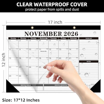 Tcamp Desk Calendar 2026-2027, Large Desktop Calendar (Jul 2026 - Dec 2027) - color: Black+White, size: 17"x12"(Jul 2026-Dec 2027)