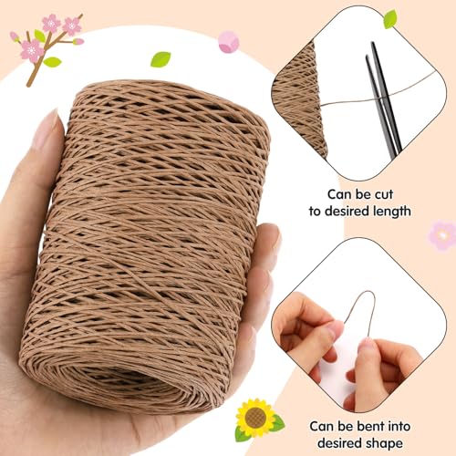 Syhood 673 Feet Floral Vine Bind Wire Rustic Craft Wire, Camel - color: Camel, size: 673 Feet