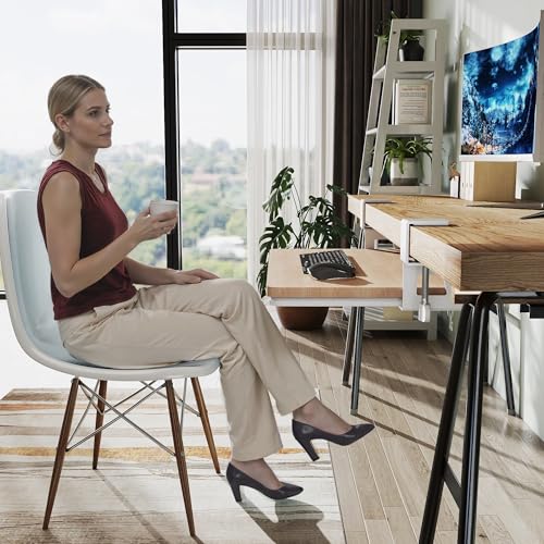 ETHU Small Keyboard Tray Under Desk with C-Clamp, 19.7x11.81", Oak - color: Oak