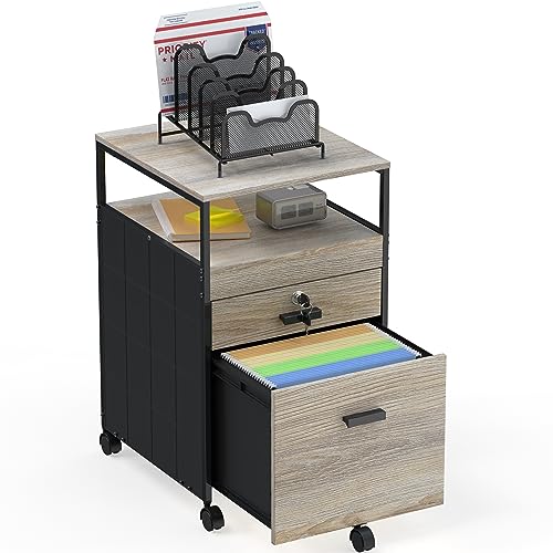 SHW Box File Rolling Mobile Cabinet with Lockable Drawer, Maple - color: Maple