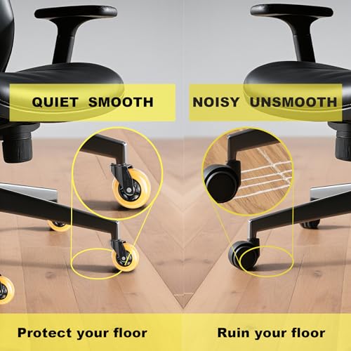 Office Chair Wheels Replacement Rubber Chair Casters Heavy Duty - color: Yellows