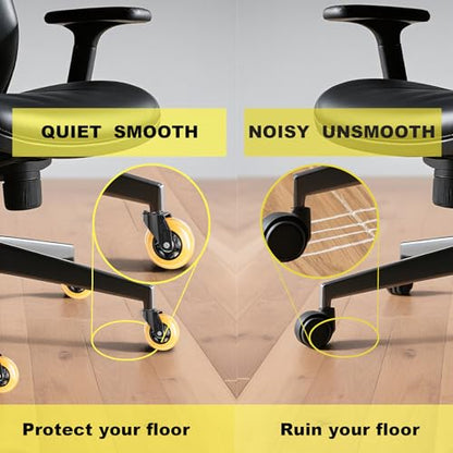 Office Chair Wheels Replacement Rubber Chair Casters Heavy Duty - color: Yellows