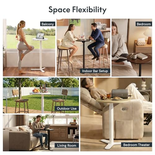 FLEXISPOT Gas Spring Lift Sit-to-Stand Table,20" Round Bar Table - color: Light Oak, size: 20‘’