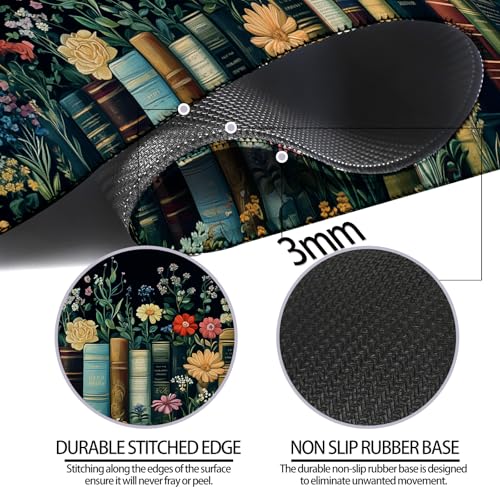 Fantasy Pretty Wildflower Book Gaming Desk Mat, Extended Mouse Pad - color: W02
