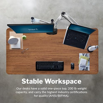 Vari Classic Electric Standing Desk – 60x30 – Walnut/Black - color: Walnut Top / Black Legs, size: 60 in x 30 in