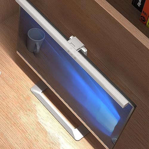 Computer Monitor Lamp, Screen Monitor Light Bar for Eye Caring, USB Reading LED Task Lamp with Auto Dimming, Touch Control, No Glare Eye Protection Home Office Desk Lamps (White)