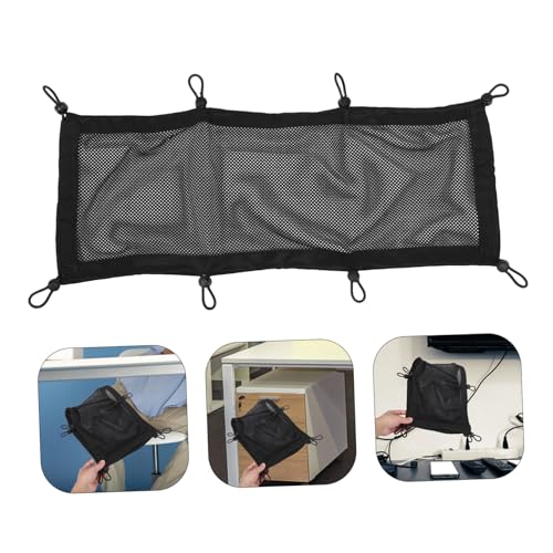 VILLCASE 1set Desk Wire Management Net Bag Table Bottom Socket Storage Mesh Cable Organizer for Under Desk